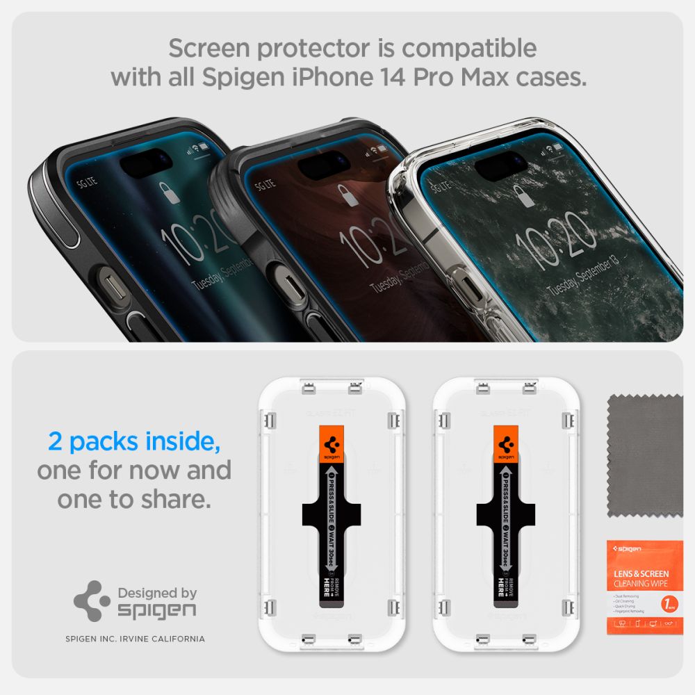 Spigen Glas.TR EZ Fit grūdintas stiklas iPhone 14 Pro (2 vnt.)