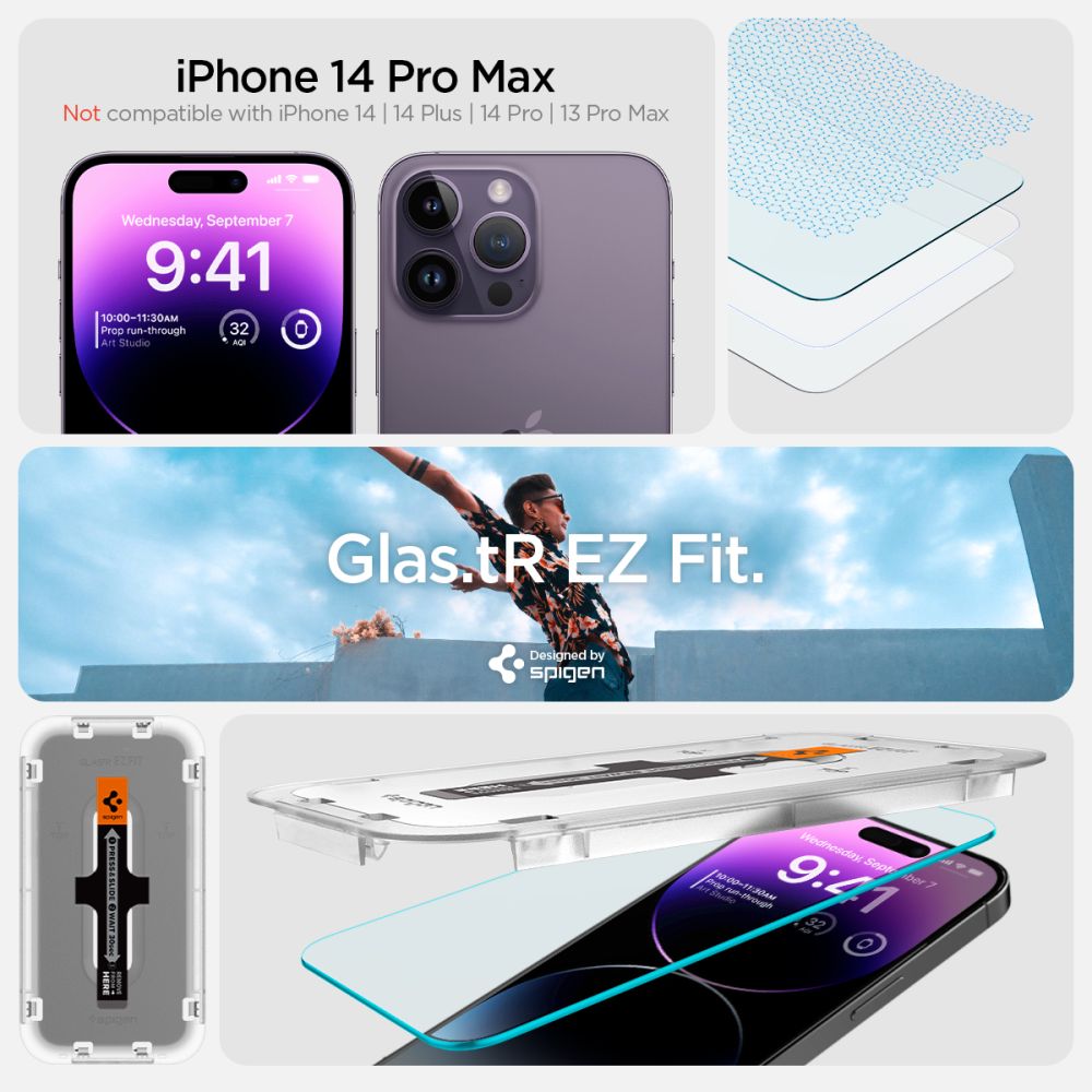 Spigen Glas.TR EZ Fit grūdintas stiklas iPhone 14 Pro (2 vnt.)