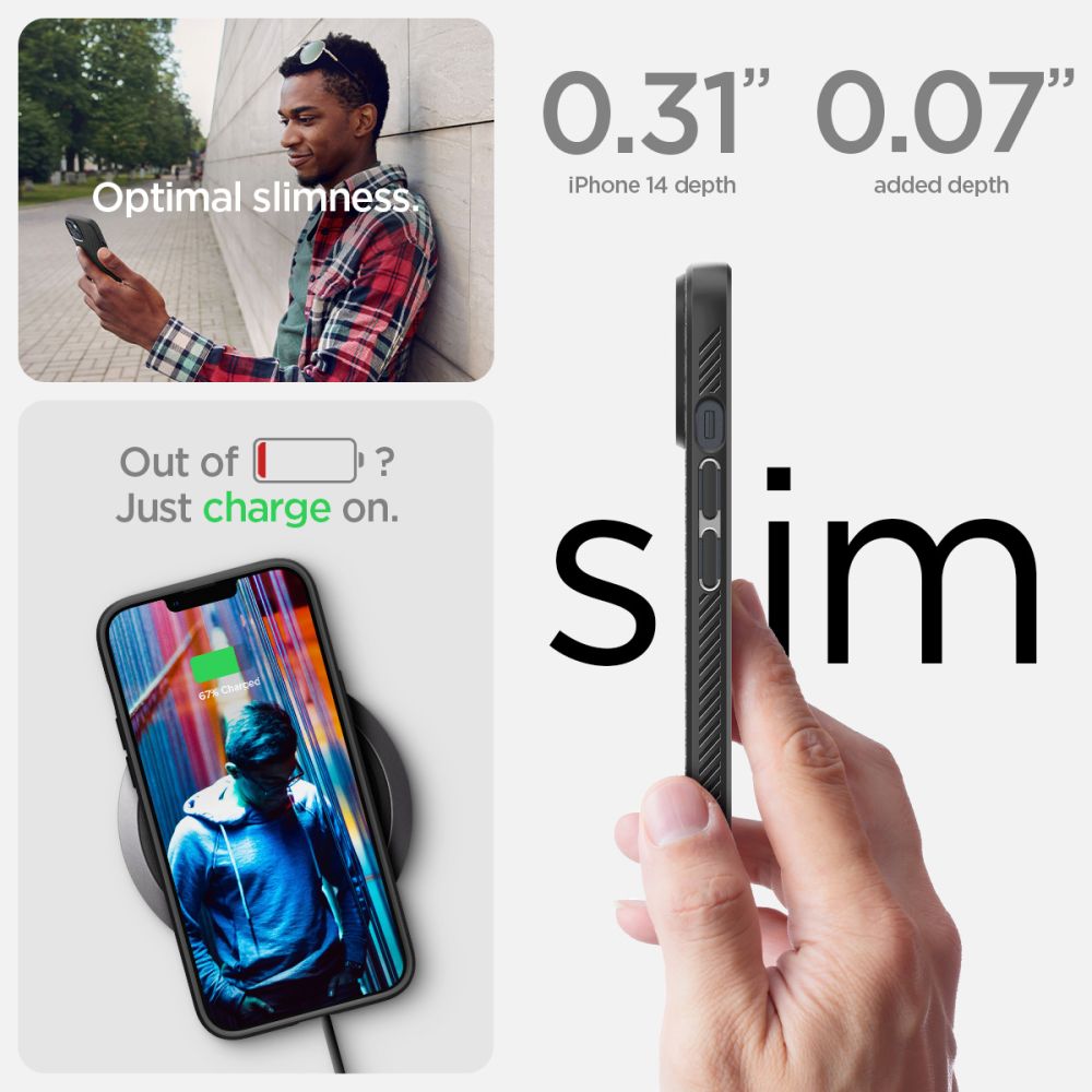Spigen Liquid Air dėklas iPhone 14 Plus – juodas (matinis)