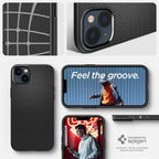 Spigen Liquid Air dėklas iPhone 14 Plus – juodas (matinis)