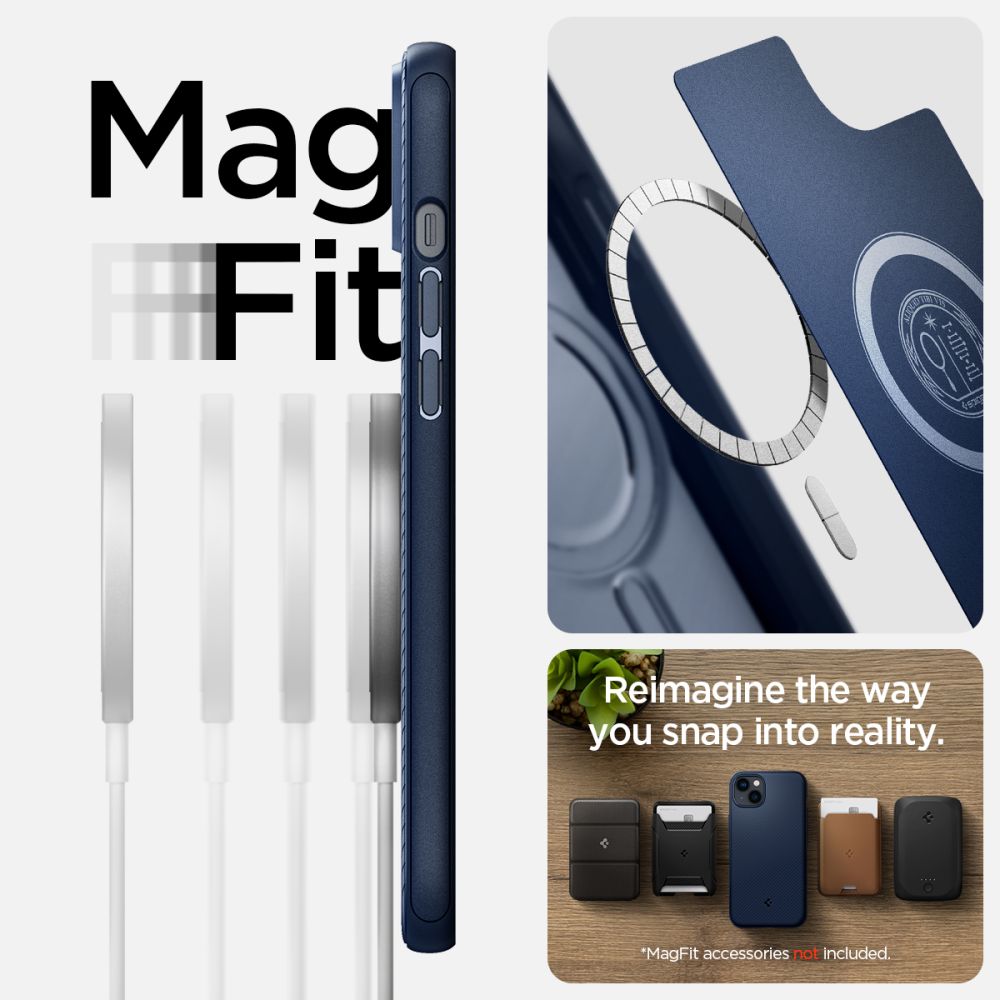 Spigen Mag Armor dėklas iPhone 14 Plus – mėlynas