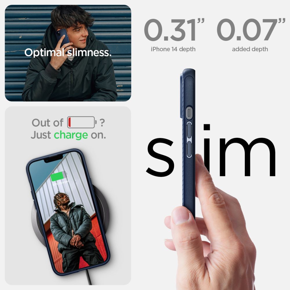 Spigen Mag Armor dėklas iPhone 14 Plus – mėlynas