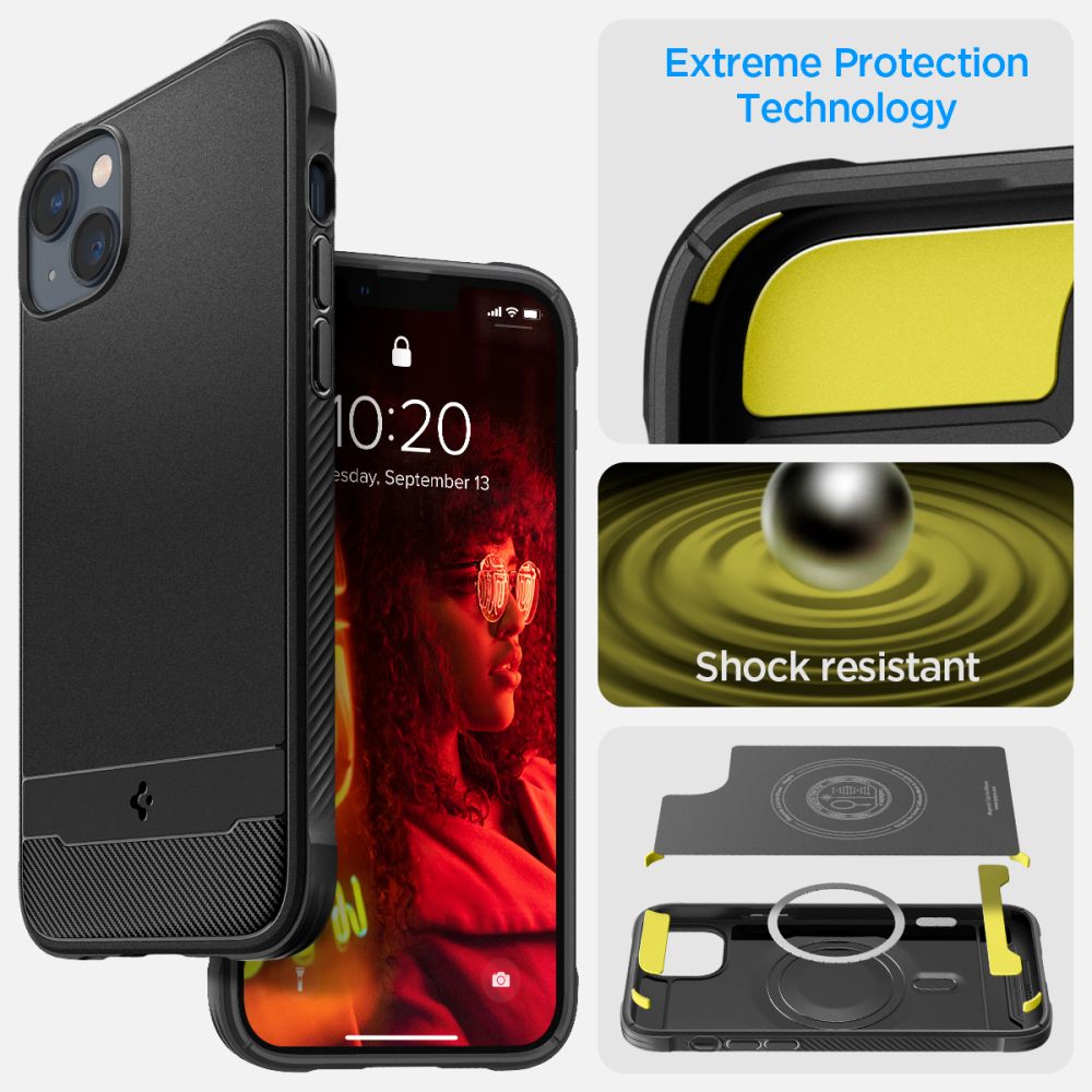 Spigen Rugged Armor MagSafe dėklas iPhone 14 – juodas