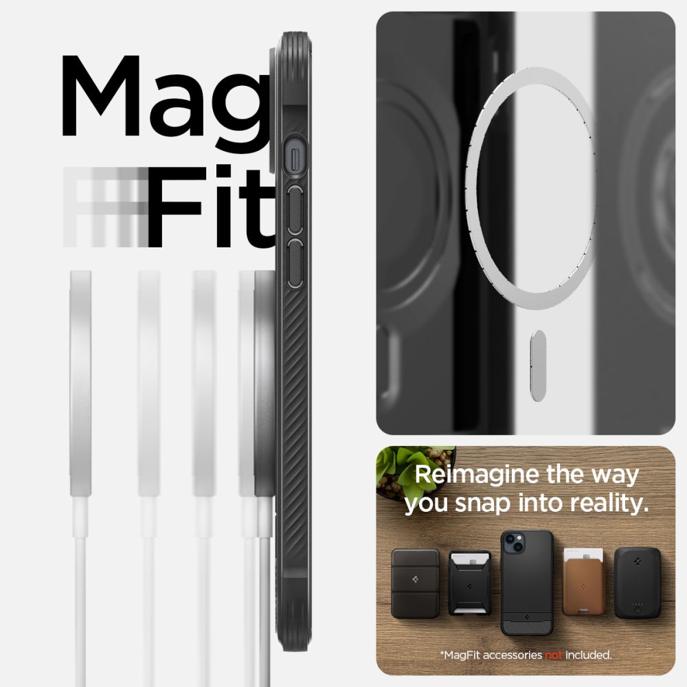 Spigen Rugged Armor MagSafe dėklas iPhone 14 – juodas