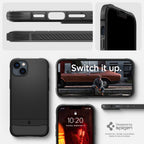 Spigen Rugged Armor MagSafe dėklas iPhone 14 – juodas