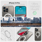 Spigen Ultra Hybrid MagSafe dėklas iPhone 14 Pro – skaidrus/baltas