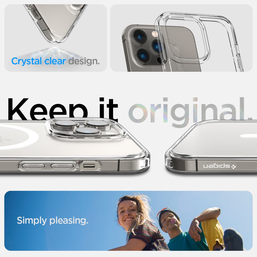 Spigen Ultra Hybrid MagSafe dėklas iPhone 14 Pro – skaidrus/baltas