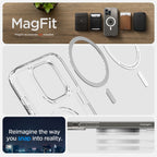 Spigen Ultra Hybrid MagSafe dėklas iPhone 14 Pro – skaidrus/baltas
