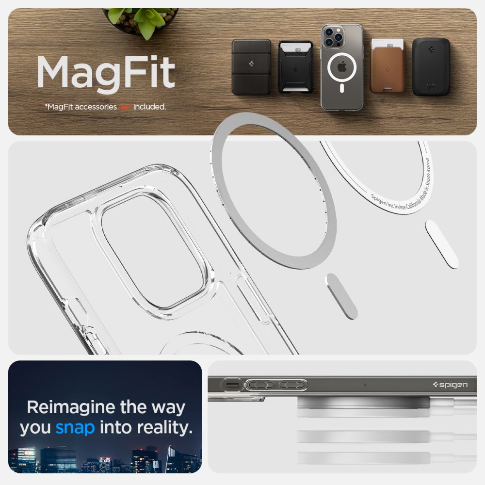 Spigen Ultra Hybrid MagSafe dėklas iPhone 14 Pro – skaidrus/baltas