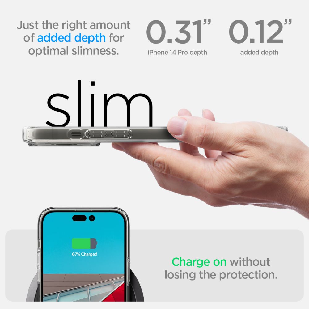 Spigen Ultra Hybrid MagSafe dėklas iPhone 14 Pro – skaidrus/baltas