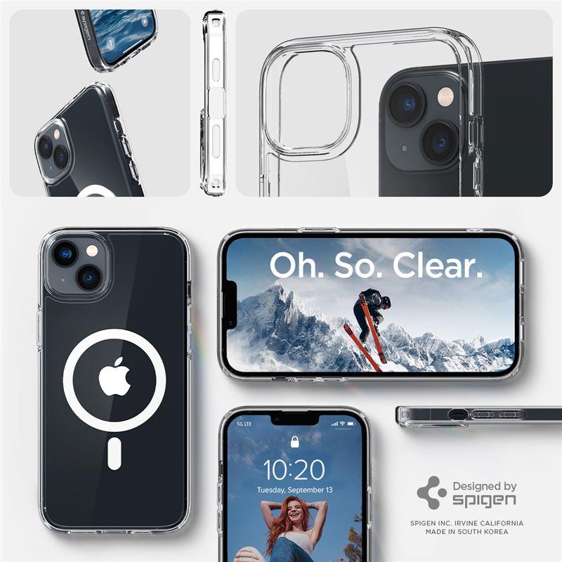 Spigen Ultra Hybrid MagSafe dėklas iPhone 14 – skaidrus/baltas