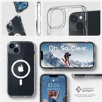 Spigen Ultra Hybrid MagSafe dėklas iPhone 14 – skaidrus/baltas