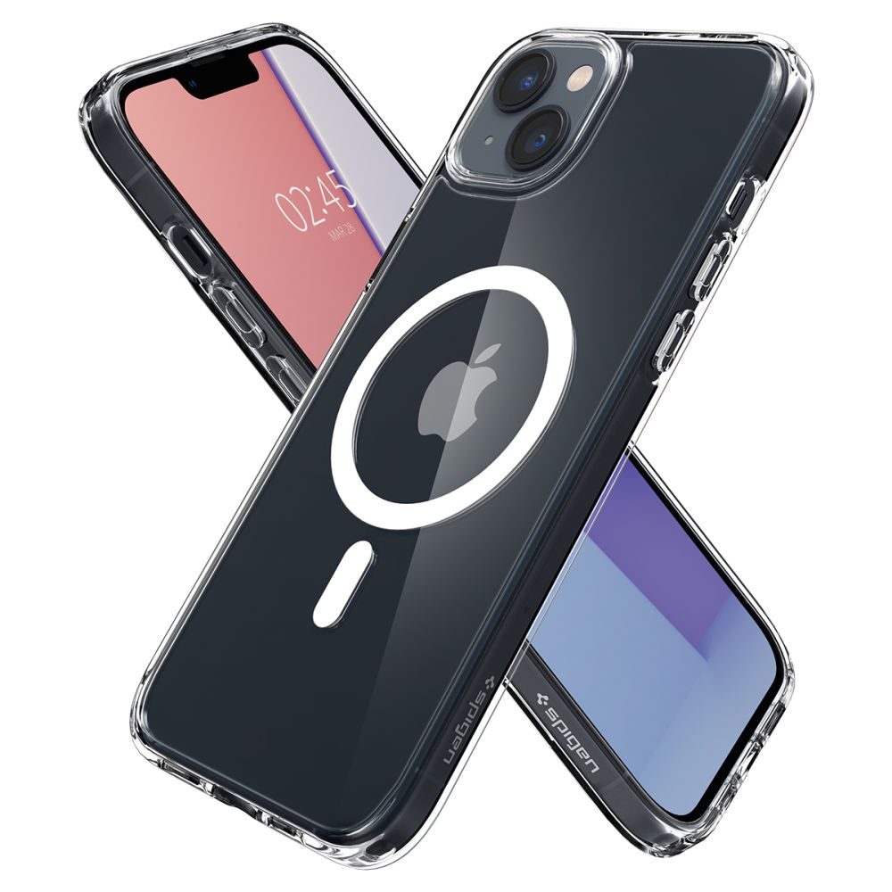 Spigen Ultra Hybrid MagSafe dėklas iPhone 14 – skaidrus/baltas