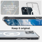 Spigen Ultra Hybrid MagSafe dėklas iPhone 14 – skaidrus/baltas