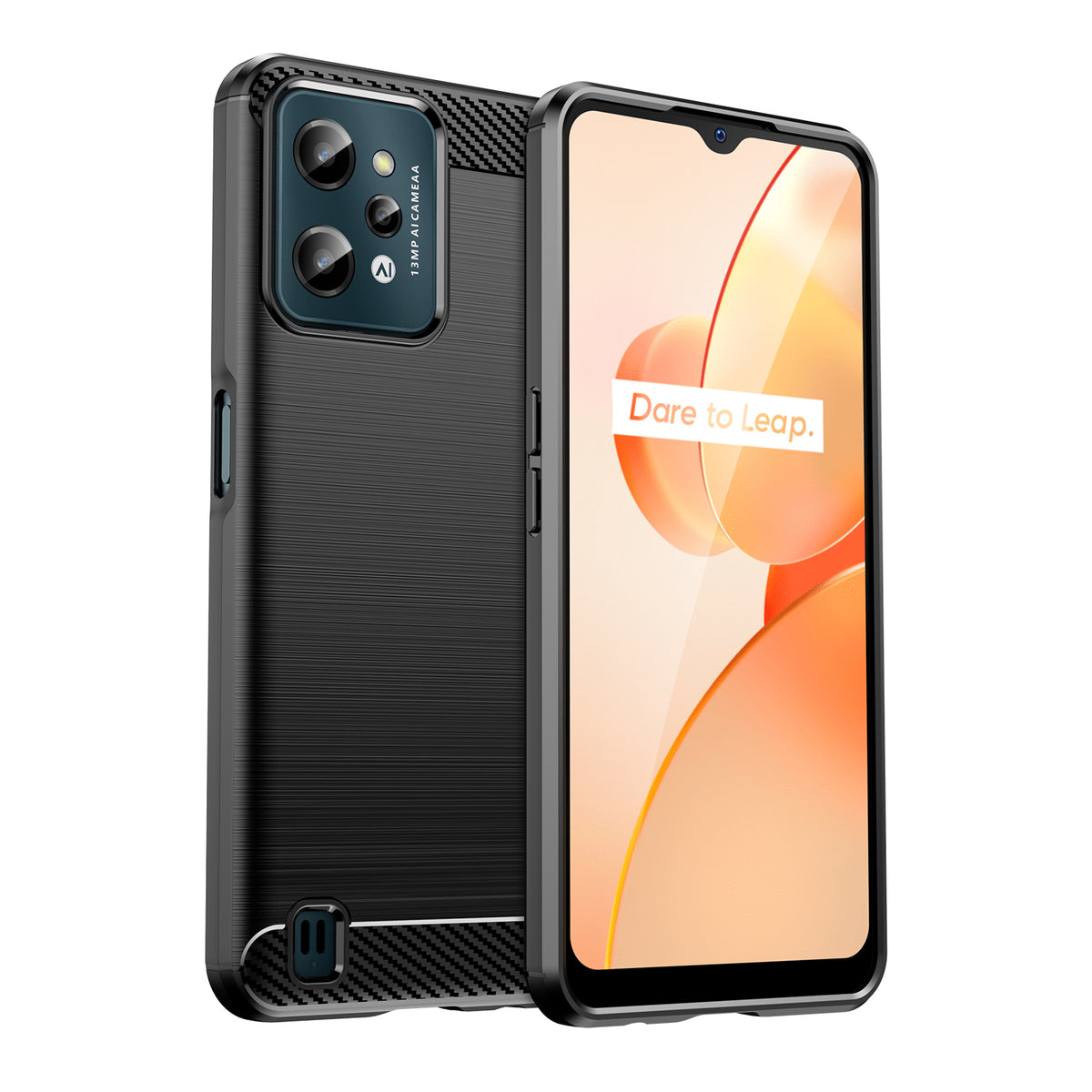 Realme C31 karboninis TPU dėklas Carbon Case – juodas -- Realme C31