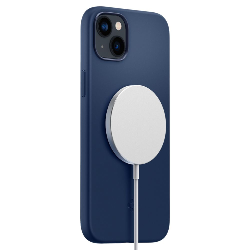 Spigen Silicone Fit Mag dėklas su MagSafe, skirtas iPhone 14 Plus - mėlynas