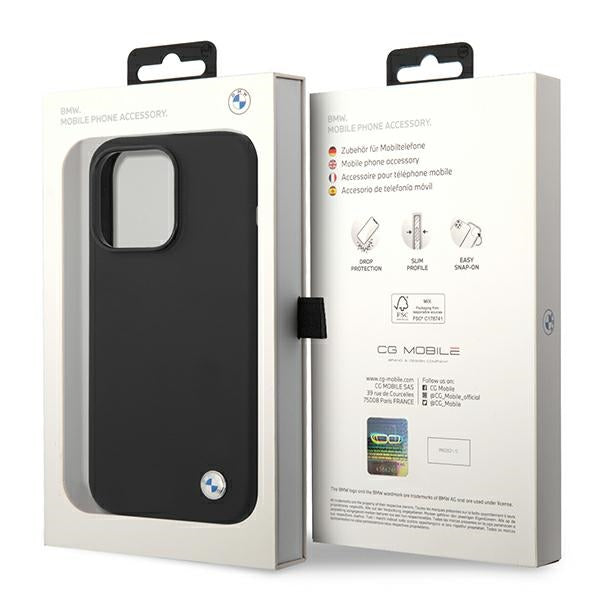 BMW silikoninis dėklas iPhone 14 Pro Max – juodas -- iPhone 14 Pro Max