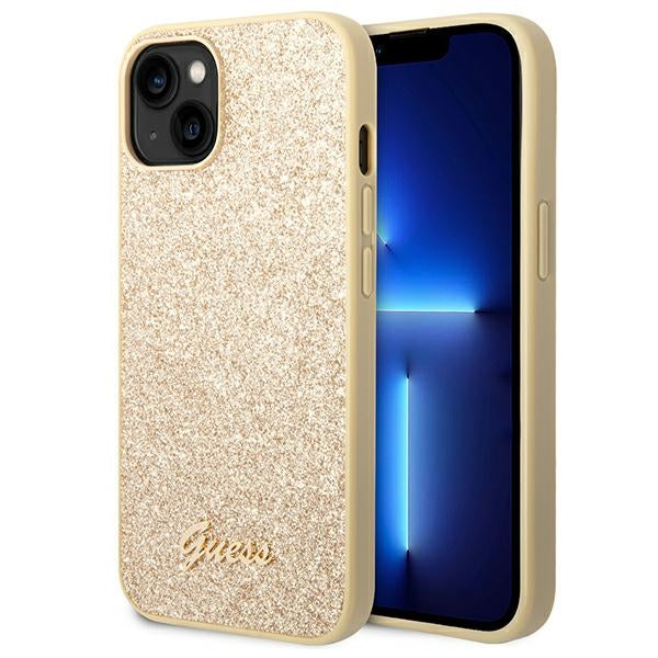 Guess blizgus dėklas iPhone 14 Plus – auksinis