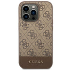 Guess dėklas iPhone 14 Pro – rudas 4G Stripe