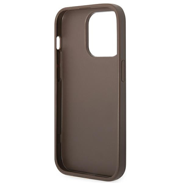 Guess dėklas iPhone 14 Pro – rudas 4G Stripe