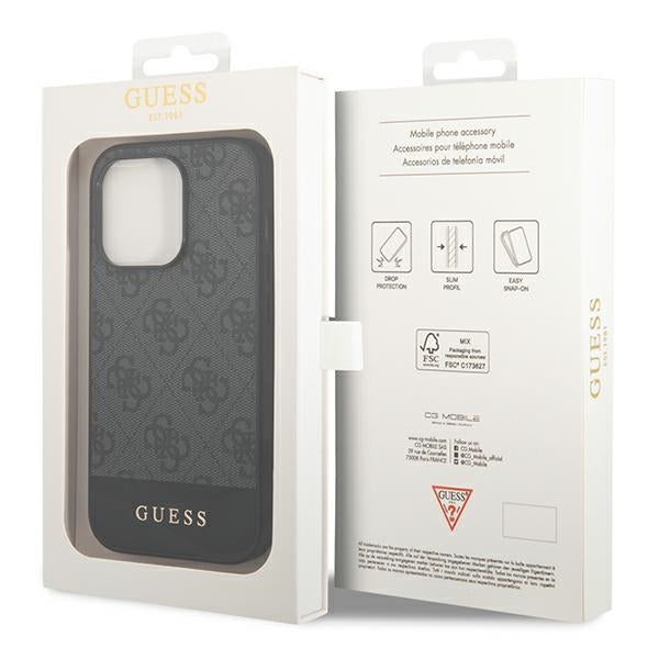 Guess 4G Stripe dėklas iPhone 14 Pro Max – pilkas