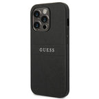 Guess Saffiano Strap dėklas iPhone 14 Pro – juodas