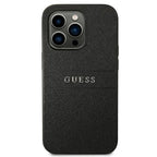 Guess Saffiano Strap dėklas iPhone 14 Pro – juodas