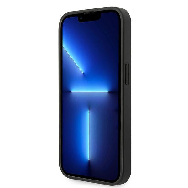Guess Saffiano Strap dėklas iPhone 14 Pro – juodas