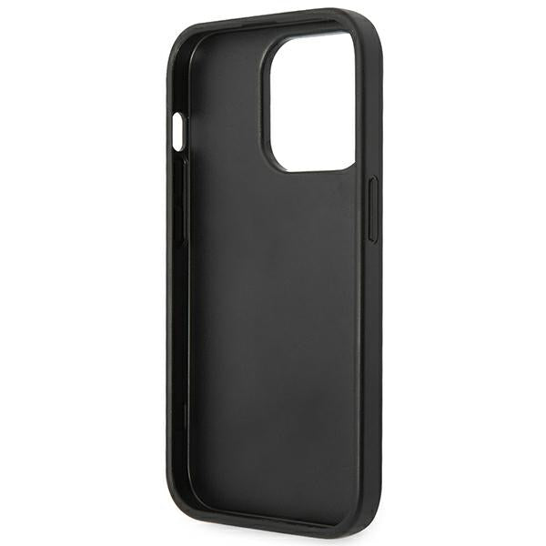 Guess Saffiano Strap dėklas iPhone 14 Pro – juodas