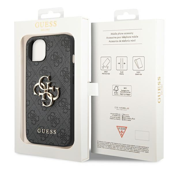 Guess 4G Big Metal Logo iPhone 14 dėklas - Pilkas -- iPhone 14