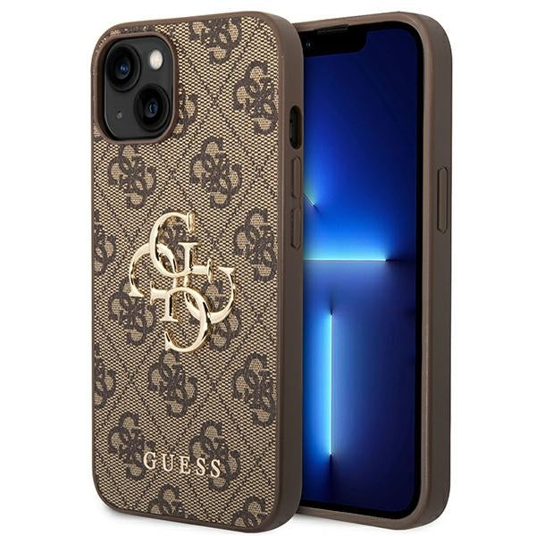 Guess 4G Big Metal Logo dėklas iPhone 14 - rudas -- iPhone 14