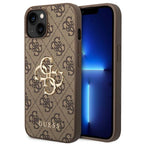 Guess 4G Big Metal Logo dėklas iPhone 14 - rudas -- iPhone 14
