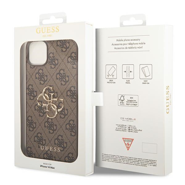 Guess 4G Big Metal Logo dėklas iPhone 14 - rudas -- iPhone 14
