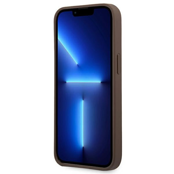 Guess 4G Big Metal Logo dėklas iPhone 14 Pro – rudas