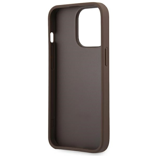 Guess 4G Big Metal Logo dėklas iPhone 14 Pro – rudas