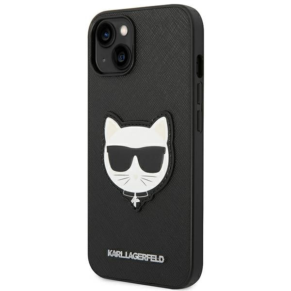 Karl Lagerfeld saffiano dėklas iPhone 14 Plus – juodas