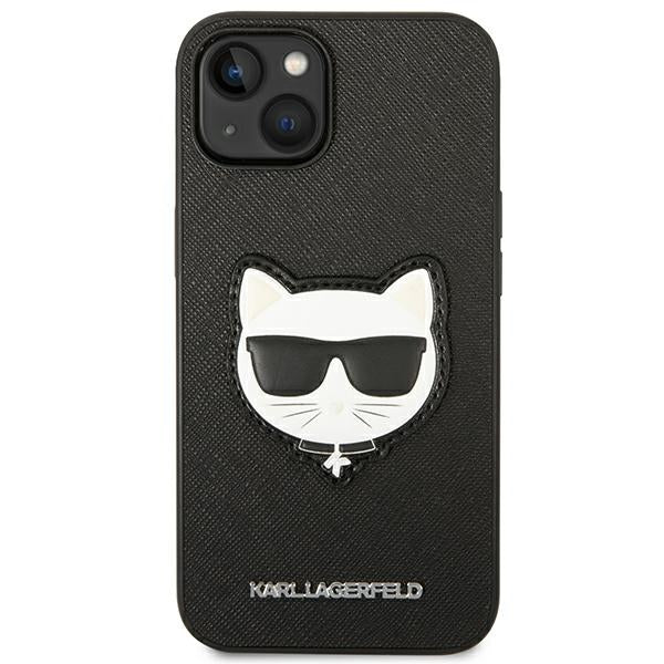 Karl Lagerfeld saffiano dėklas iPhone 14 Plus – juodas