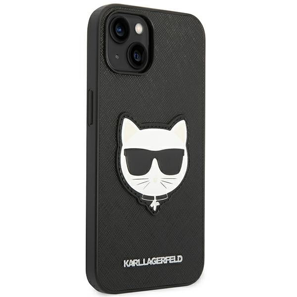 Karl Lagerfeld saffiano dėklas iPhone 14 Plus – juodas