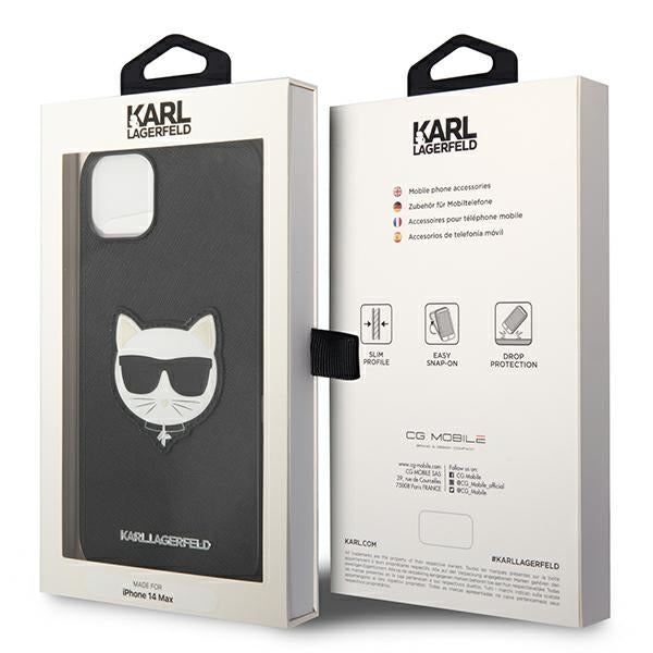 Karl Lagerfeld saffiano dėklas iPhone 14 Plus – juodas