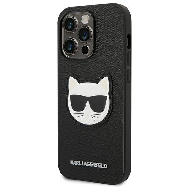 Karl Lagerfeld Saffiano Choupette dėklas iPhone 14 Pro – juodas