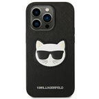 Karl Lagerfeld Saffiano Choupette dėklas iPhone 14 Pro – juodas