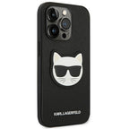 Karl Lagerfeld Saffiano Choupette dėklas iPhone 14 Pro – juodas