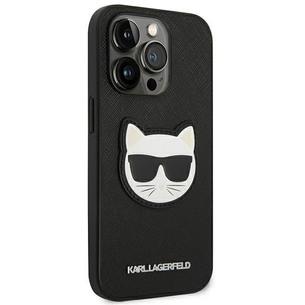 Karl Lagerfeld Saffiano Choupette dėklas iPhone 14 Pro – juodas
