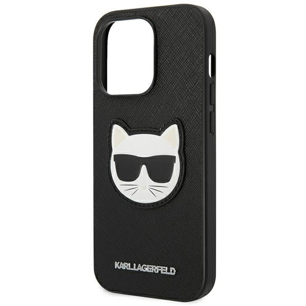 Karl Lagerfeld Saffiano Choupette dėklas iPhone 14 Pro – juodas