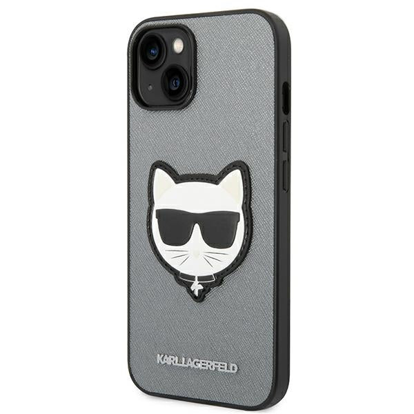 Karl Lagerfeld dėklas iPhone 14/15 Plus – sidabrinis