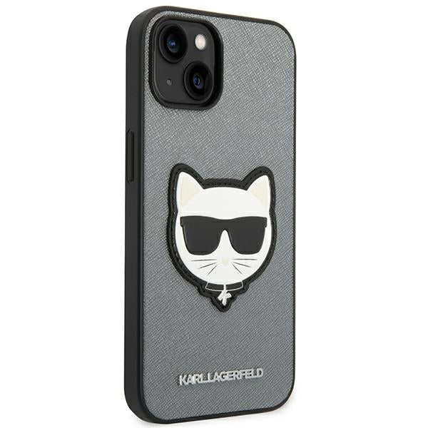 Karl Lagerfeld dėklas iPhone 14/15 Plus – sidabrinis