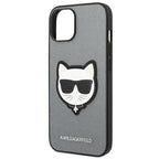 Karl Lagerfeld dėklas iPhone 14/15 Plus – sidabrinis