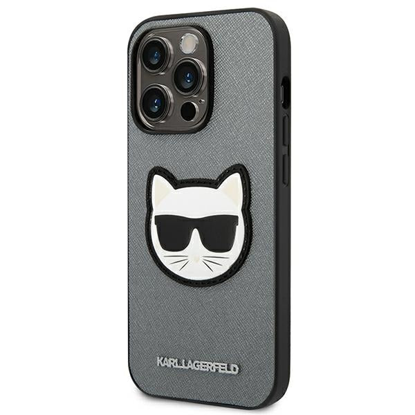 Karl Lagerfeld dėklas iPhone 14 Pro – sidabrinis