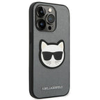 Karl Lagerfeld Saffiano dėklas iPhone 14 Pro Max – sidabrinis