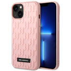 Karl Lagerfeld 3D Monogram dėklas iPhone 14 Plus – rožinis